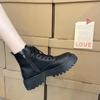 Plus Size 42 43 Women Motorcycle Ankle Boots Wedges Female Lace Up Platforms Black Leather Oxford Shoes Woman  Botas Mujer