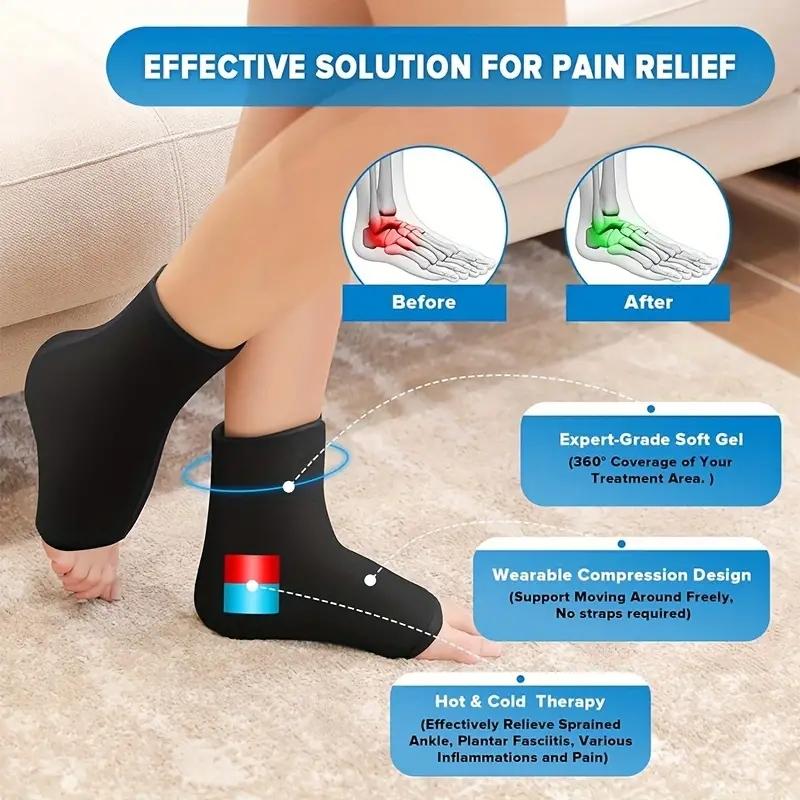 Hydrogel Ice Pack for Ankle Injuries - Reusable Hot/Cold Therapy Gel Wrap, Adjustable Sports Injury Support with 3D Compression