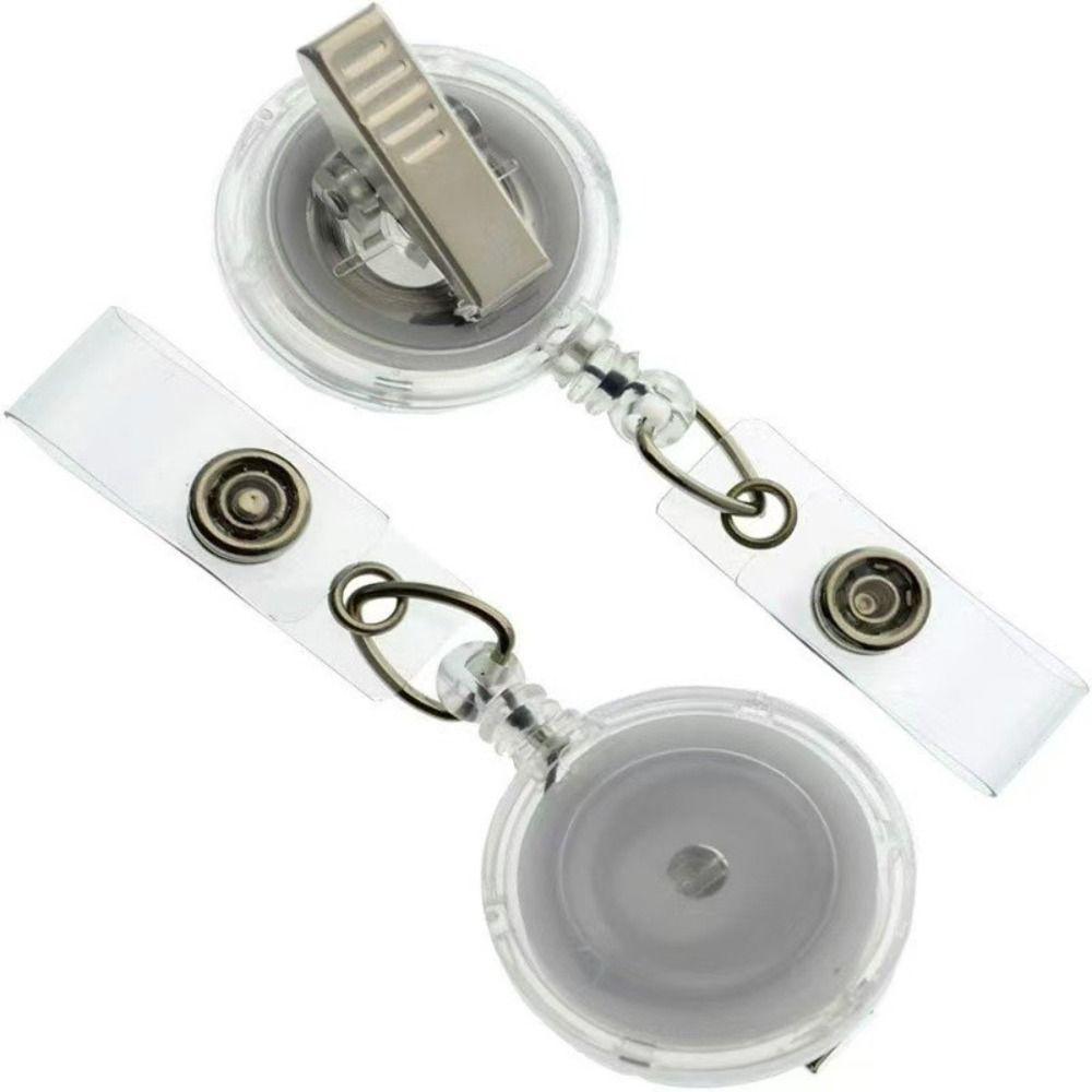 Clear Transparent Retractable Badge Reel Plastic Material Name Tag Clip Badge Holder Student Use