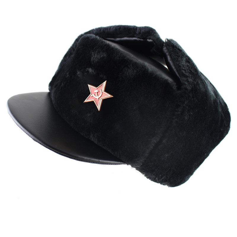 Шапка-ушанка из ПУ кожи водонепроницаемая мужская и женская лыжная шапка с утолщенными ушными раковинами русская теплая шапка