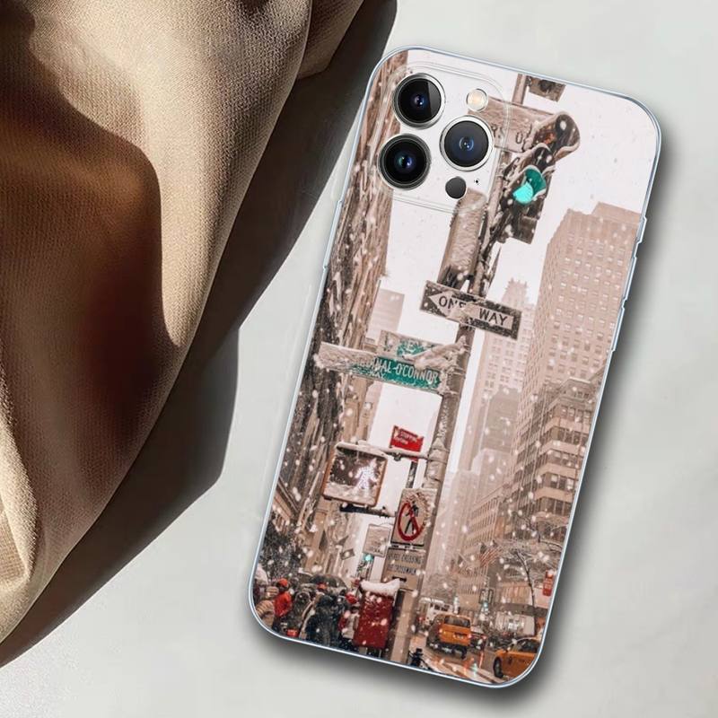 Зимний чехол для телефона New York Central, мягкий силиконовый чехол для iphone 14 13 12 11 Pro Mini XS MAX 8 7 6 Plus X XS XR