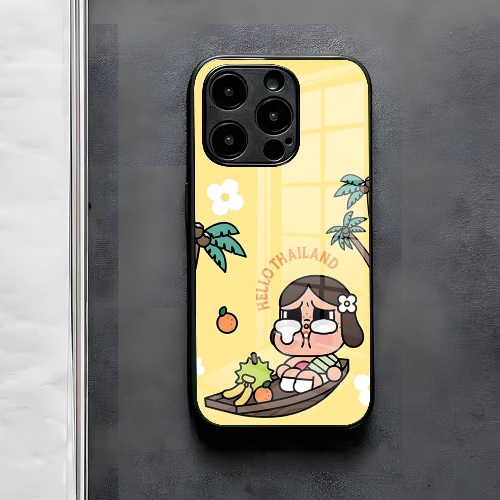 Cute C-Crybaby Doll Phone Case For IPhone 17 Air 16 E Pro Max 15 14 13 Mini 12 Pro 11 Max Plus Black Glass Cover