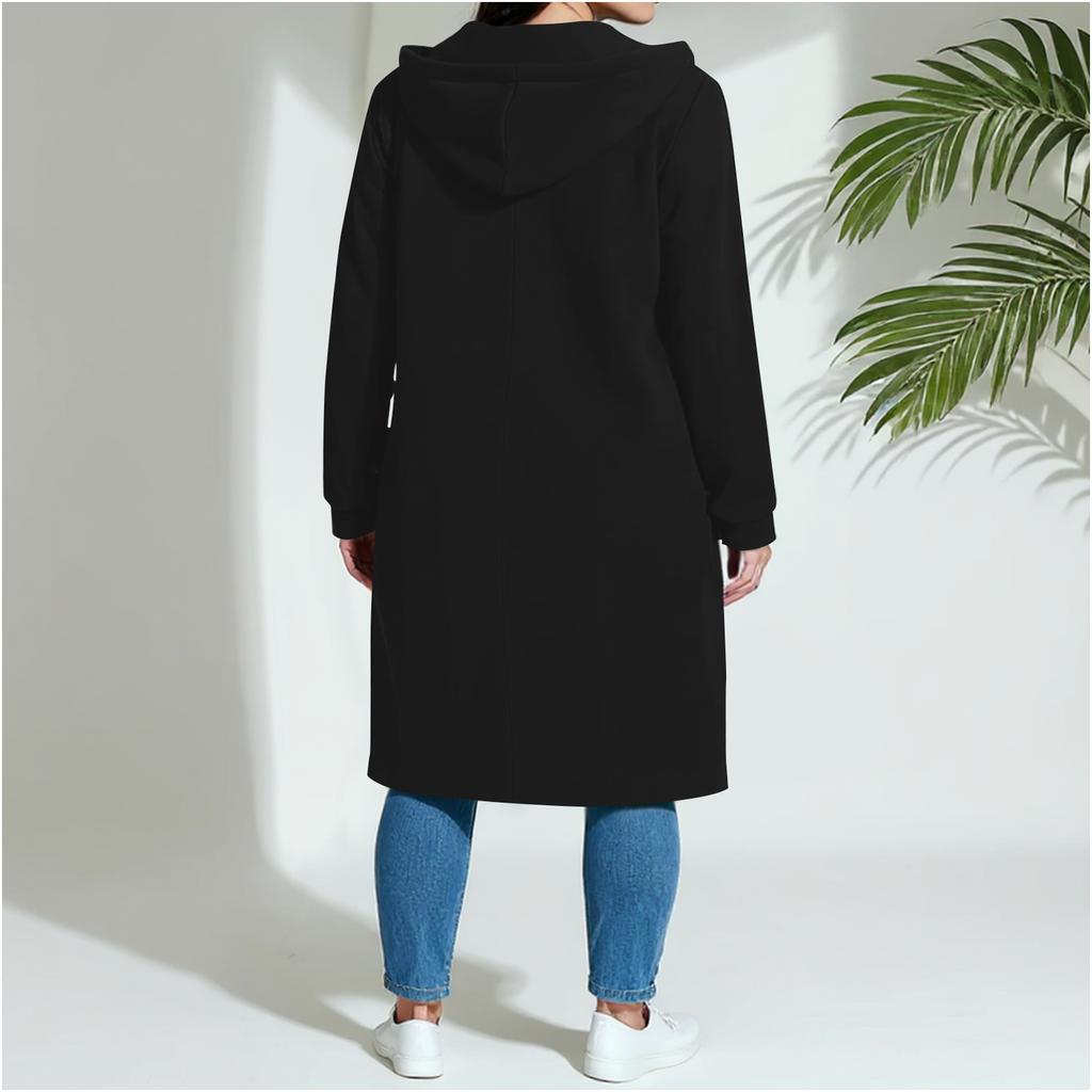 Women's Fashion Casual Plus Size Hooded Long-Sleeve Solid Jacket
