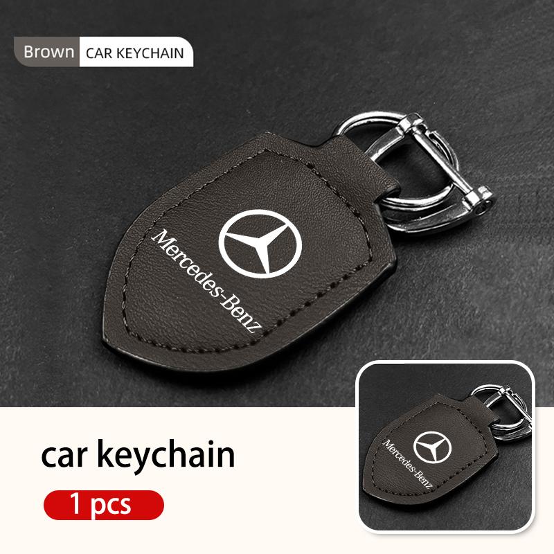 CDX1 Hot 2026 New For Benz Car Keychain Key Holder Shield Leather Key Rings Pendant For Mercedes Benz W202 W212 W126 W140 W168 W177 C
