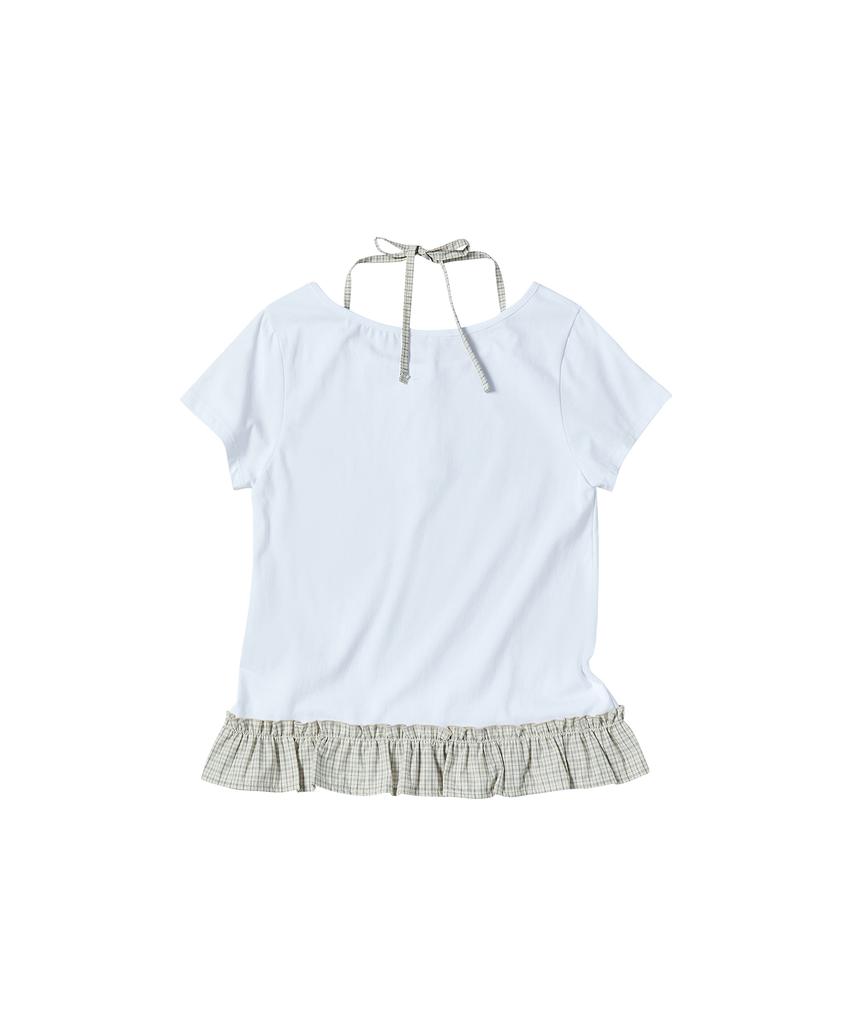 COMONINOZ W Halter Check T-Shirt [Ivory]