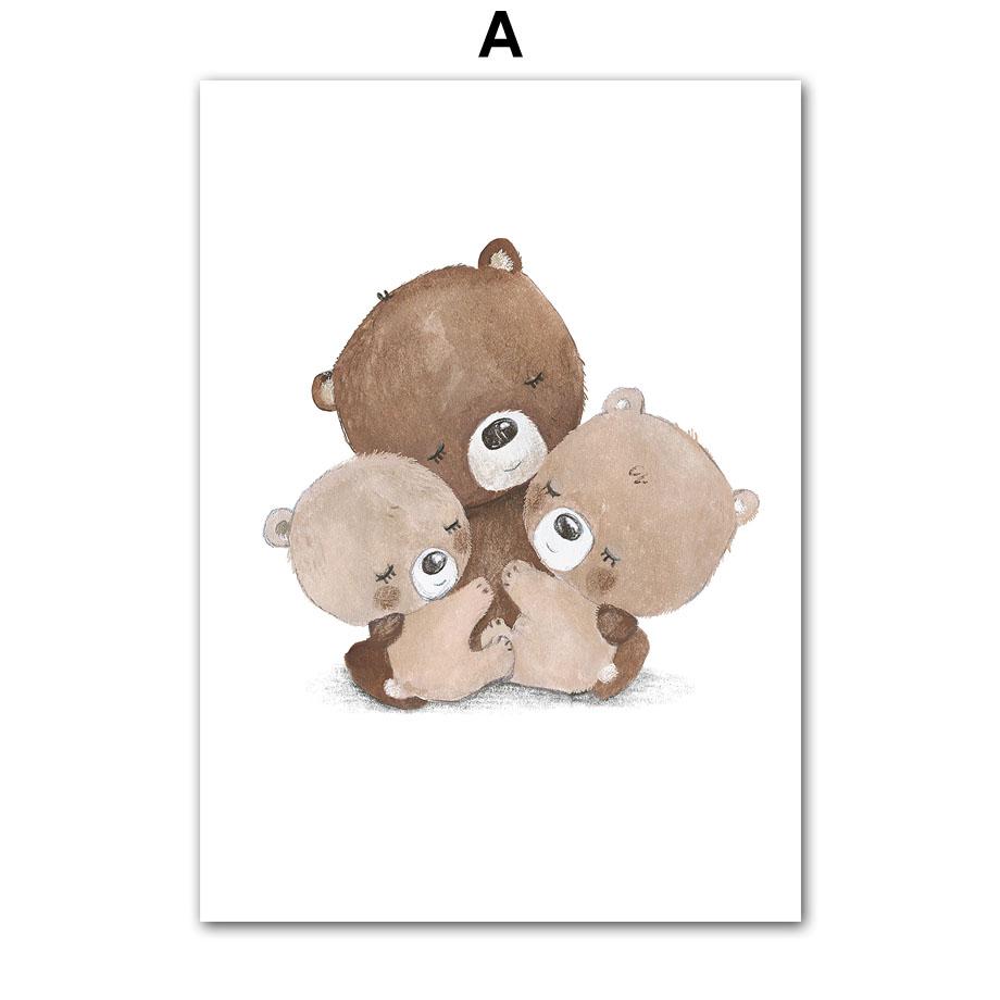 Медведь Слон Кенгуру Кролик Птица Улитка Настенная Живопись Холст Картины Скандинавские Плакаты И Принты Настенные Картины Животные Декор Детской Комнаты