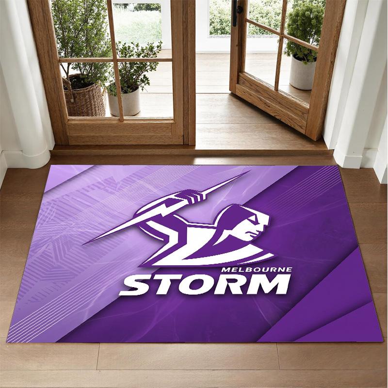Melbourne Storm Design Crystal Velvet Rug Soft Decorative Mat for Bedroom Entrance