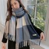 New Plaid Winter Scarf Women's Tassel Imitation Cashmere Scarf Fashion Mid Length Warm Shawl Scarf Korean Style
