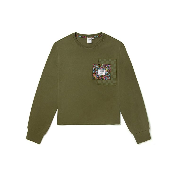 Vans Футболка с длинным рукавом и цветочным принтом X Liberty Fabrics, женские топы, зеленые VN0A5JNXZEA