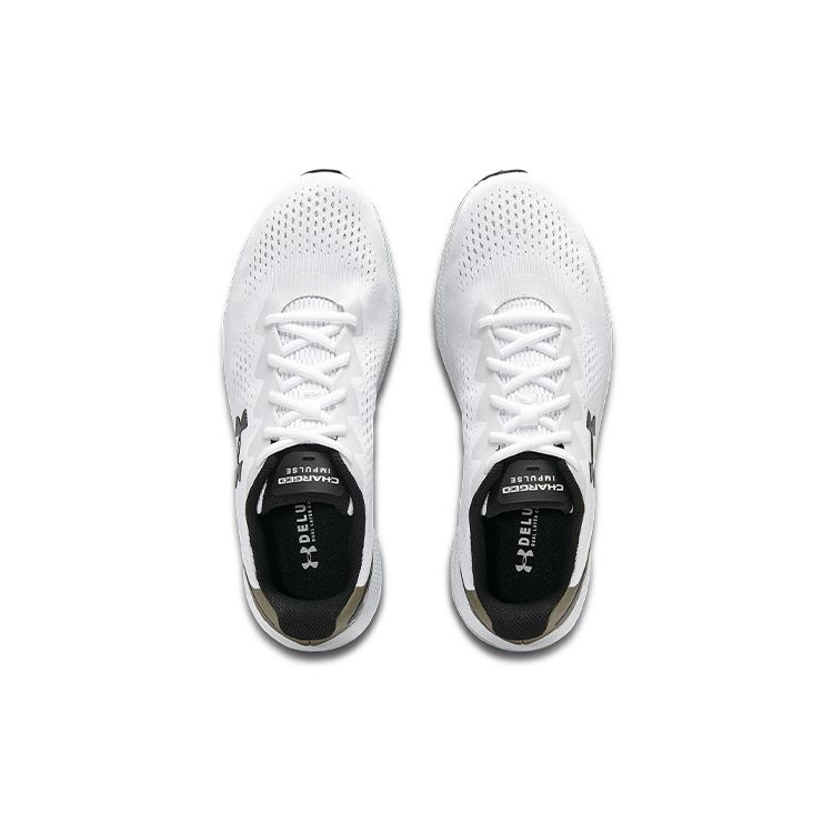 Under Armour Charged Impulse 2 Круглый носок Удобная ткань Синтетическая кожа Низкий верх Кроссовки для бега Мужские кроссовки Белый 3024136-100