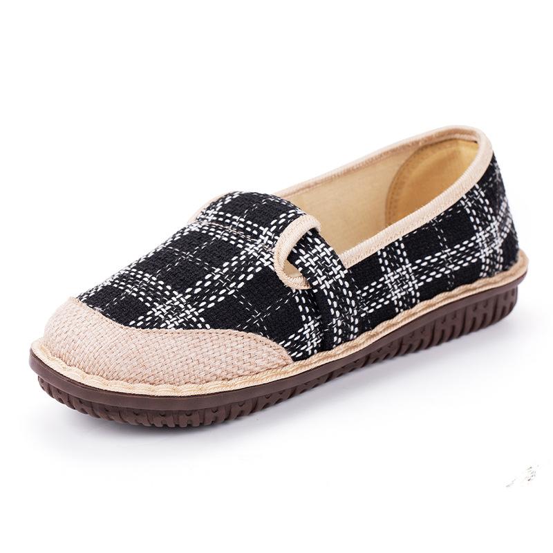 Осенняя новая женская обувь из ткани старого Пекина, модная универсальная рыбацкая обувь с одной педалью, легкая женская повседневная обувь на плоской подошве