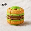 Press to Spin Burger Toy Hamburger Fidget Spinner Stress Relief Toy Compact Relievers Decompression Spinning Ball Desk for Office Home Travel