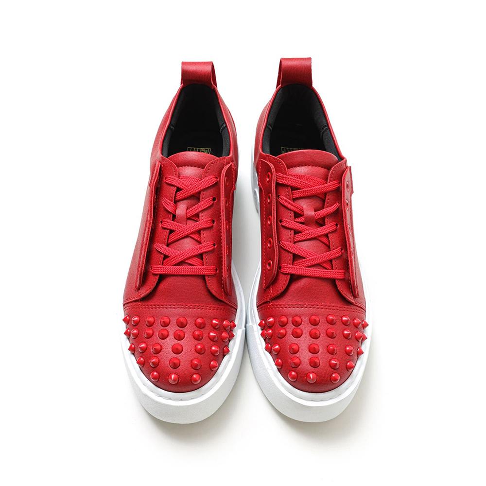 Chekich Мужская обувь Кроссовки красного цвета на шнуровке из искусственной кожи с прошивкой Удобная белая высокая подошва на лето и весну Повседневная спортивная обувь CH169