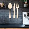 3Pcs/Set Wooden Cutlery Wall Decoration Home Kitchen Background Wall Art 3D Cutter Fork Spoon Utensils Hanging Ornament Sign Pendant