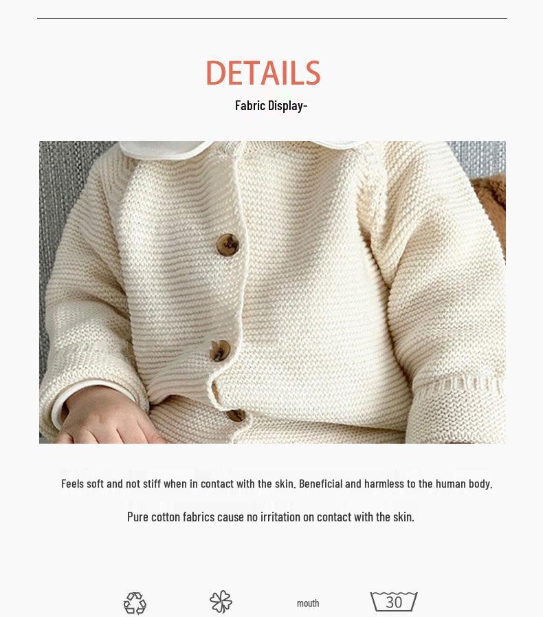 Spring & Autumn Knitted Cardigan for Kids - Boys' & Girls' Round Neck Sweater for Infants & Toddlers