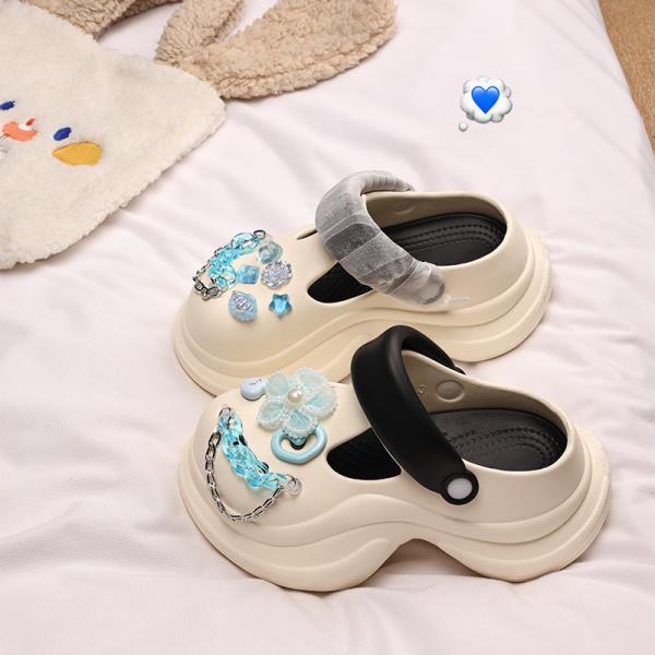 Модная обувь с закрытым носком Женская 2025 Шлепанцы для бассейна Мюли на каблуке Платформа Пляжные Высокие плоские Слайды Обувь на высоком каблуке Женская Домашняя