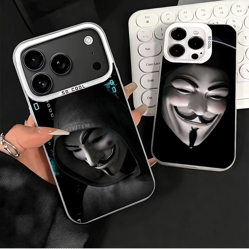 Anonymous V Mask Shockproof Phone Case for iPhone 17 Air 16 16E 15 Pro Max 14 Plus 13 Mini 12 Back Cover Anti Fall Fundas