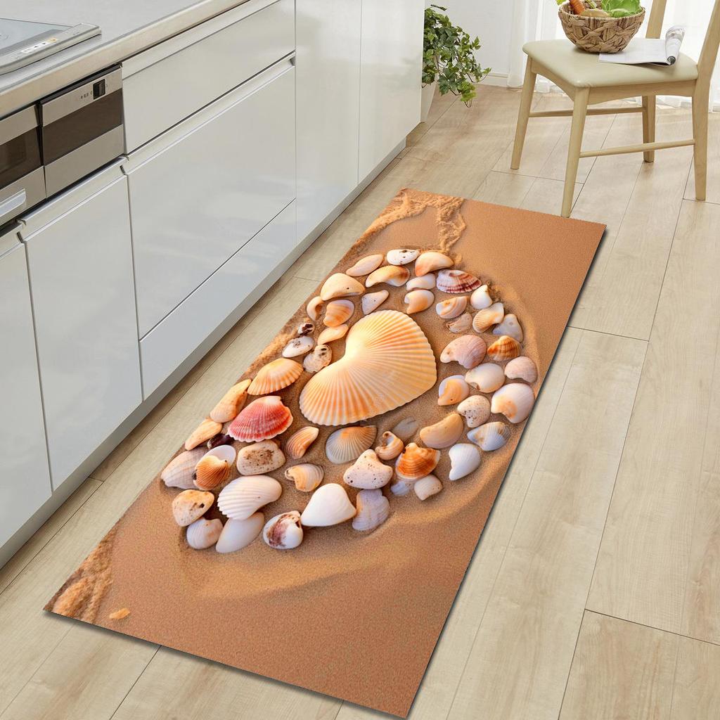 1Pcs Beach Soft Stones Pattern Floor Mat Modern Kitchen Polyester Rug Non-Slip Colorful Indoor Carpet, For Home Bathroom Bedroom Living Room Decor