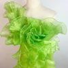 New Glossy Organza Lace Trim Fabric 13cm Wide 2yard Pleated Ruffles Material 3D Wedding Dress Sewing Accessories