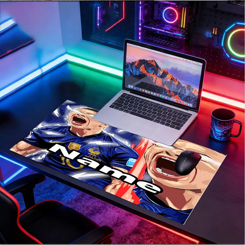 Custom Name Personalized Kylian Mbappe Pattern Mousepad, Laptop PC Desk Mat, Decorative Desk Mat for Home Keyboard Pad Gift