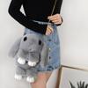 Messenger Bag Cartoon Bunny Shapr Furry Fluffy Soft Touch Plush Chain Shoulder Strap Large Capacity Zipper Closure Lady Shoudler Bag Crossbody Bag