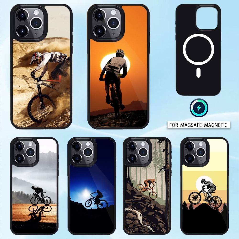MTB Mountain Bicycle Phone Case For iPhone 16,15,14,13,12,Pro,Max For Magsafe Magnetic Wireless Charging