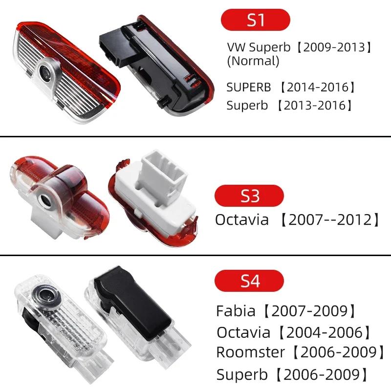 2025 New 2pcs LED Car Door Decoration Welcome Lights Projector Lamp For skoda Superb SUPERB Superb Octavia Fabia Roomster Access