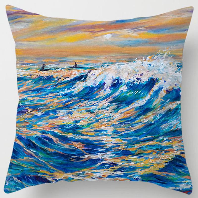 Wave Painting Series Pillow Gift Home Office Decoration Pillow Bedroom Sofa Car Cushion Cover