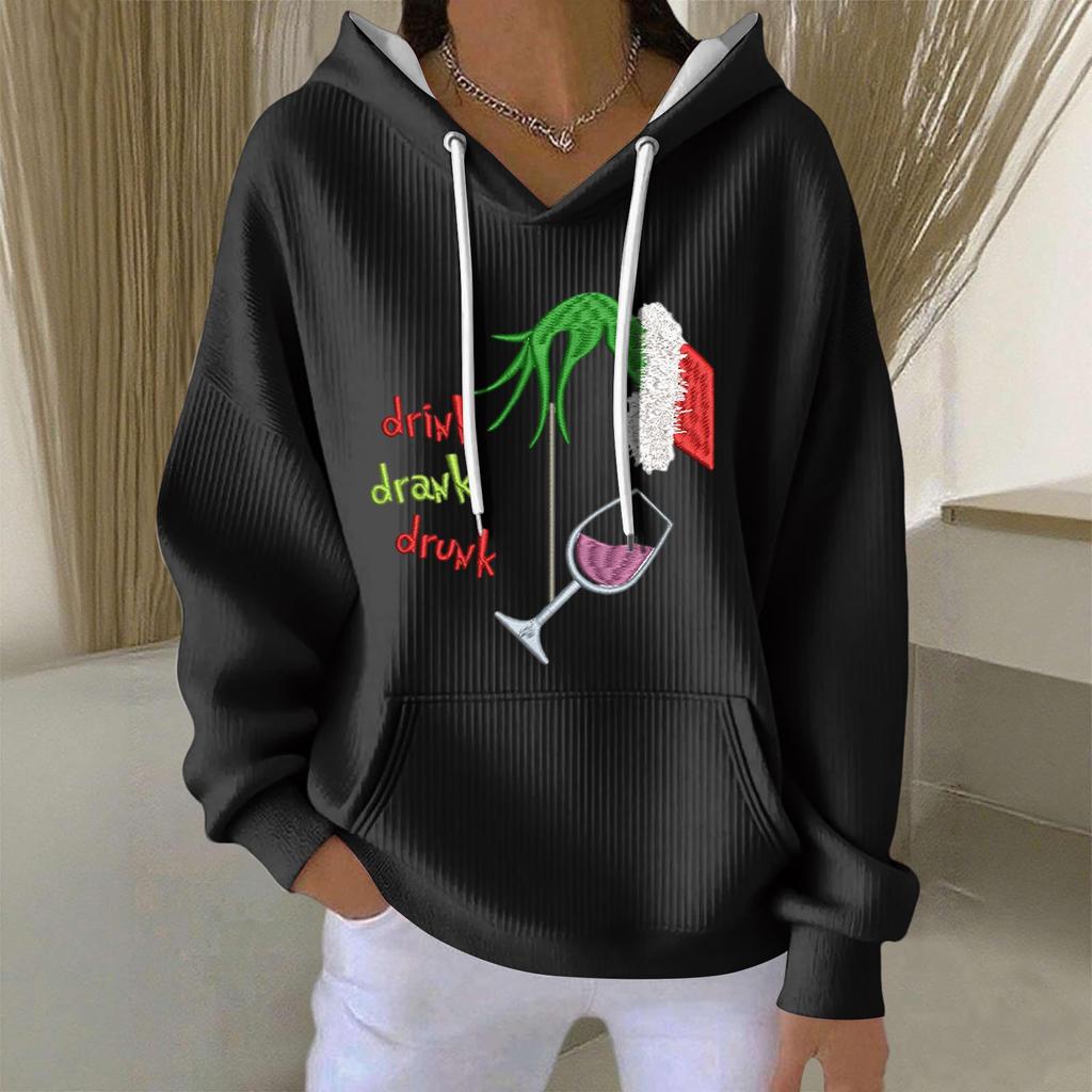 Женская модная повседневная толстовка с длинными рукавами и принтом рождественского ангела