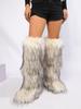Cross-border Y2k Imitation Raccoon Fur Boots Long Tube Winter Ladies Winter Imitation Fur Fox Snow Boots Tall Boots