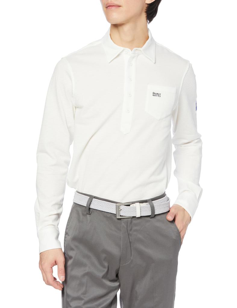 PEARLY GATES Men's Long Sleeve Polo Shirt (Mini Soccer Basic) / Golf / 053-4161201 030_White 6 [LL]