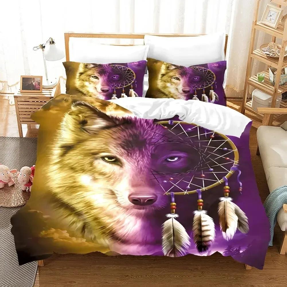 Wolf Cute Animal Bedding Set 3D Printing Kids Adult Luxury Gift Polyester Duvet Cover Home Textiles Single Full King Twin Size