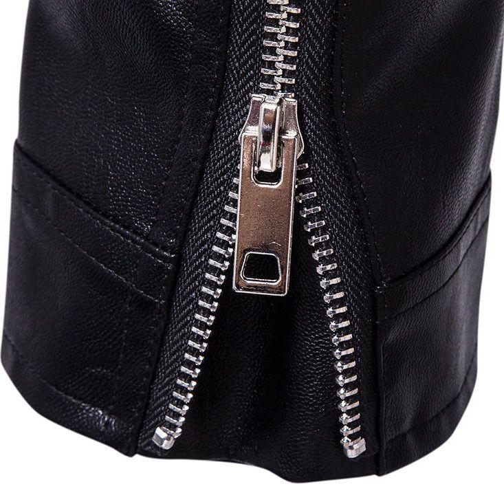 Men's Lapel Zipper Leather Jacket Trend Loose Biker Jacket PU Jacket