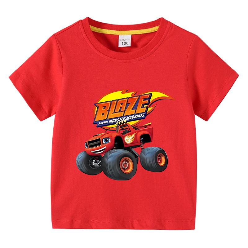 2025 Summer Kids Blaze And The Monster Machines Cartoon Funny Tshirt Childrens Short Sleeved Tees Girls Boys Tops Clothes