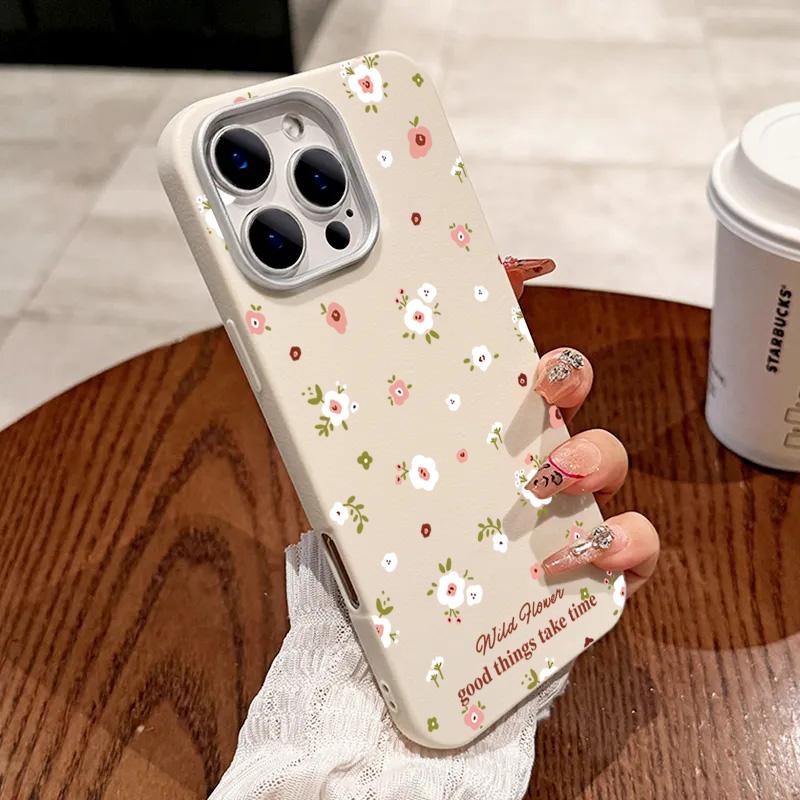 Красочный Цветочный Ударопрочный Чехол для Телефона Для iPhone 17 16 15 14 Pro Max Air 13 12 Pro 11 7 8 Plus X XS XR SE2 Кожаная Текстура Обложка