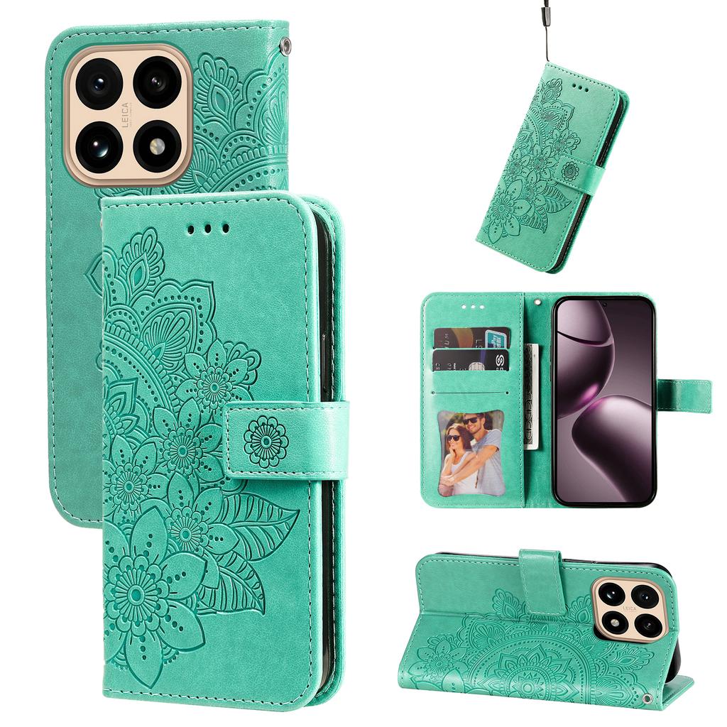 For Xiaomi 15T Case Floral Pattern PU Leather Wallet Stand Phone Cover