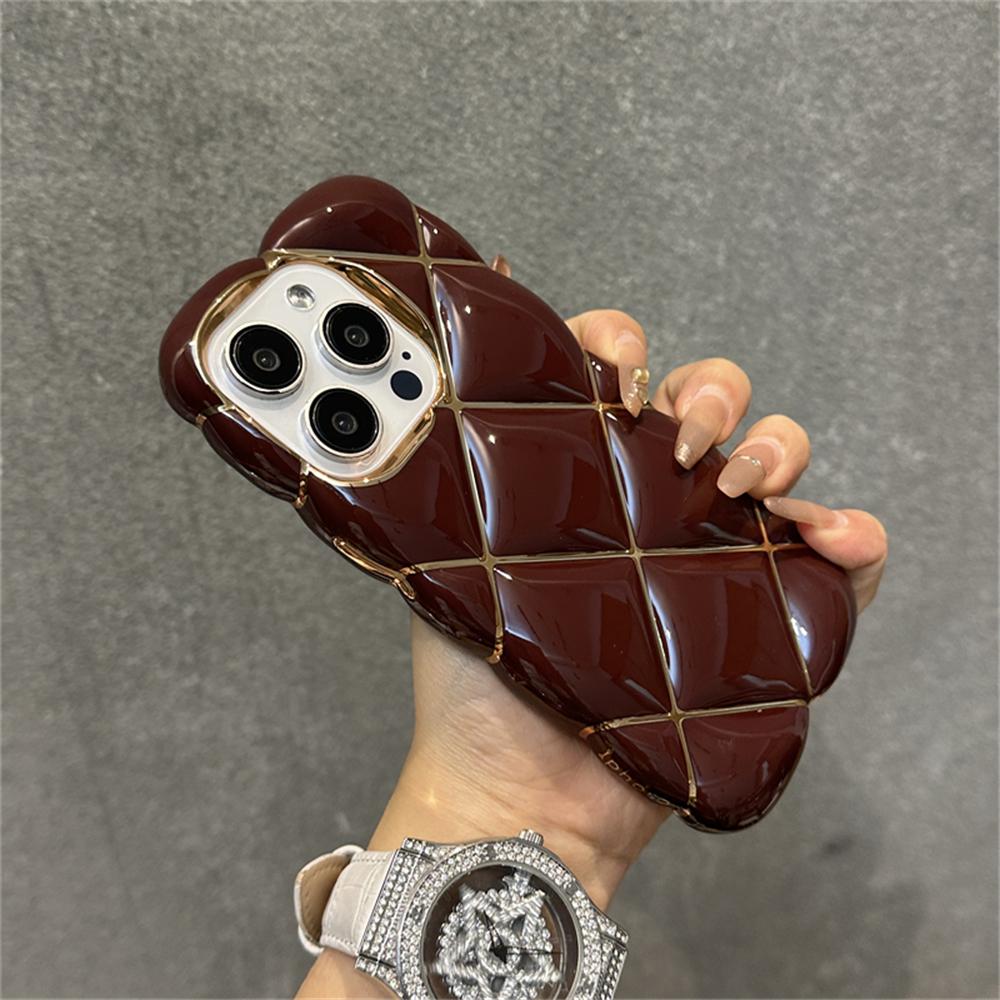 Роскошный чехол с 3D ромбовидной решеткой, мягкий силиконовый чехол для телефона для iPhone 14Plus 11 12 13 15 Pro Max, противоударный защитный чехол