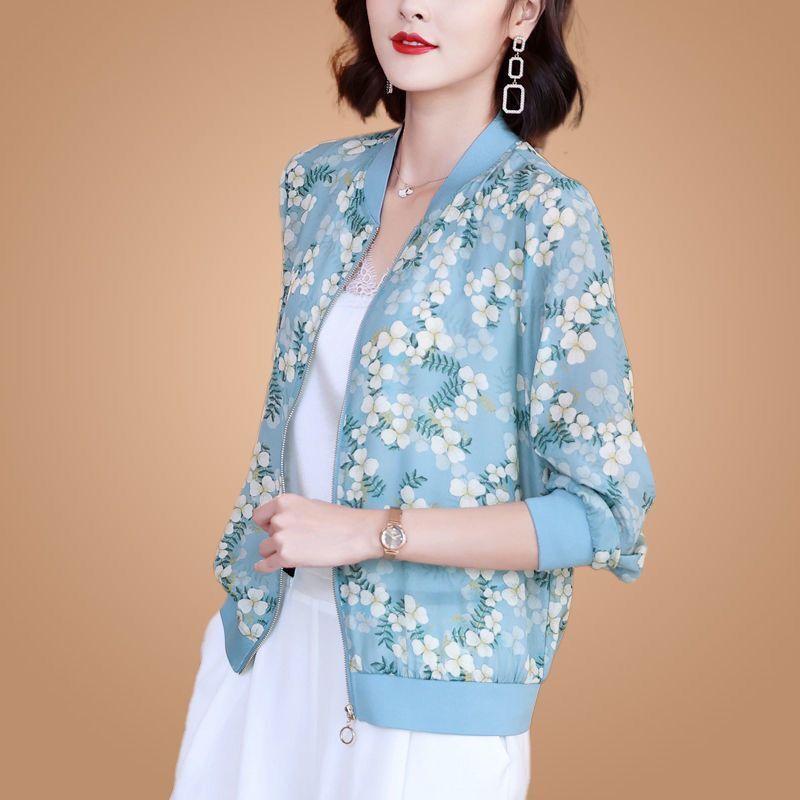Шифоновая солнцезащитная одежда для женщин летом корейский универсальный цветочный кардиган, большой размер тонкая куртка с длинными рукавами для женщин
