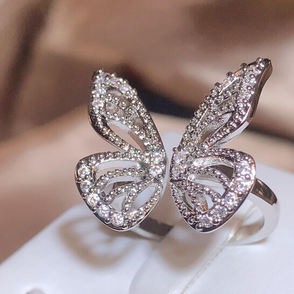 Изысканное кольцо для женщин, ювелирные изделия в форме бабочки, высококачественные ювелирные изделия в виде бабочки, подарок на годовщину, ювелирное кольцо с регулируемым отверстием.