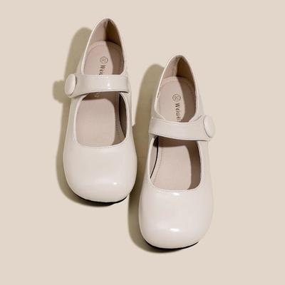 Французские туфли Мэри Джейн с круглым носком, мягкой подошвой и плоской подошвой, с неглубоким вырезом, абрикосово-красные, маленькие кожаные туфли jk, удобные одинарные туфли для женщин