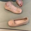 Nude Flat-soled Evening Shoes, Women's Bows, One-pedal Inner Height-increasing Ballet Shoes, Versatile Single Shoes