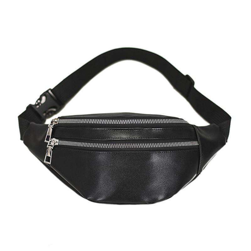 High Fashion Ladies Fashion Leather Belt Zipper Large Capacity Waist Bag Sports Shoulder Bag