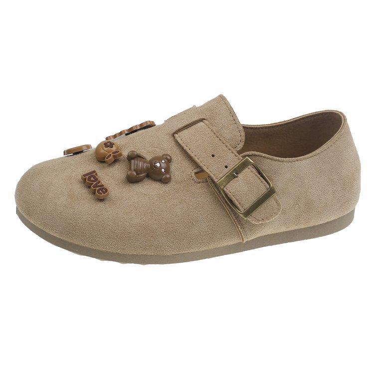 Ретро мягкие внешние Birkenstocks, осенние повседневные нескользящие милые мультяшные однотонные туфли на плоской подошве