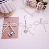 Ins Style Bowknot Pearl Beaded Key Chain Silver Love Phone Chain Headphone Case Pendant Ccd Lanyard Charms Bag Decor