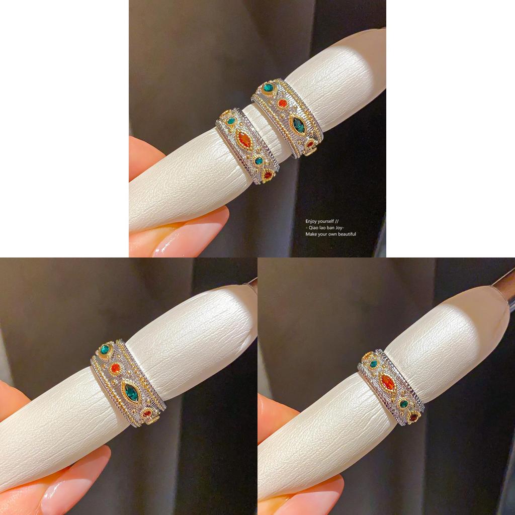 Copper Zircon Stone Vintage Ring With Geometric Design For Ladies Vintage Fashion