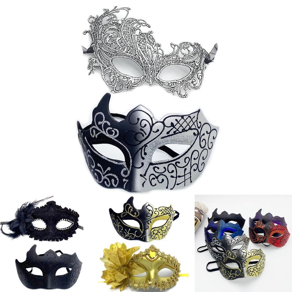 Halloween Mask Costume Props With Lace Half Face Jewelry For Adult Costume Party