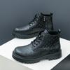 Мода 2024 Зима Классика Мужские Кожаные Ботильоны Тренд Высокий Верх Увеличивающие Рост Обувь Красивые Ботинки Для Работы Для Мужчин На Шнуровке