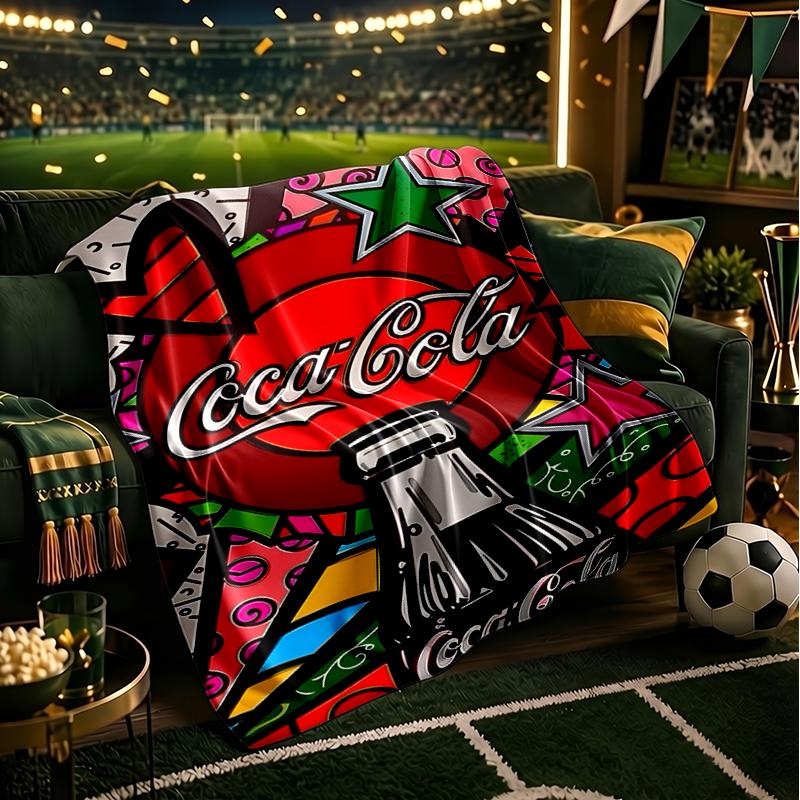 Coca-cola Artwork Design Blanket Flannel Throw for Sofa, Indoor, Camping, Living Room, Office, Chair, And Bed Soft Birthday Gift
