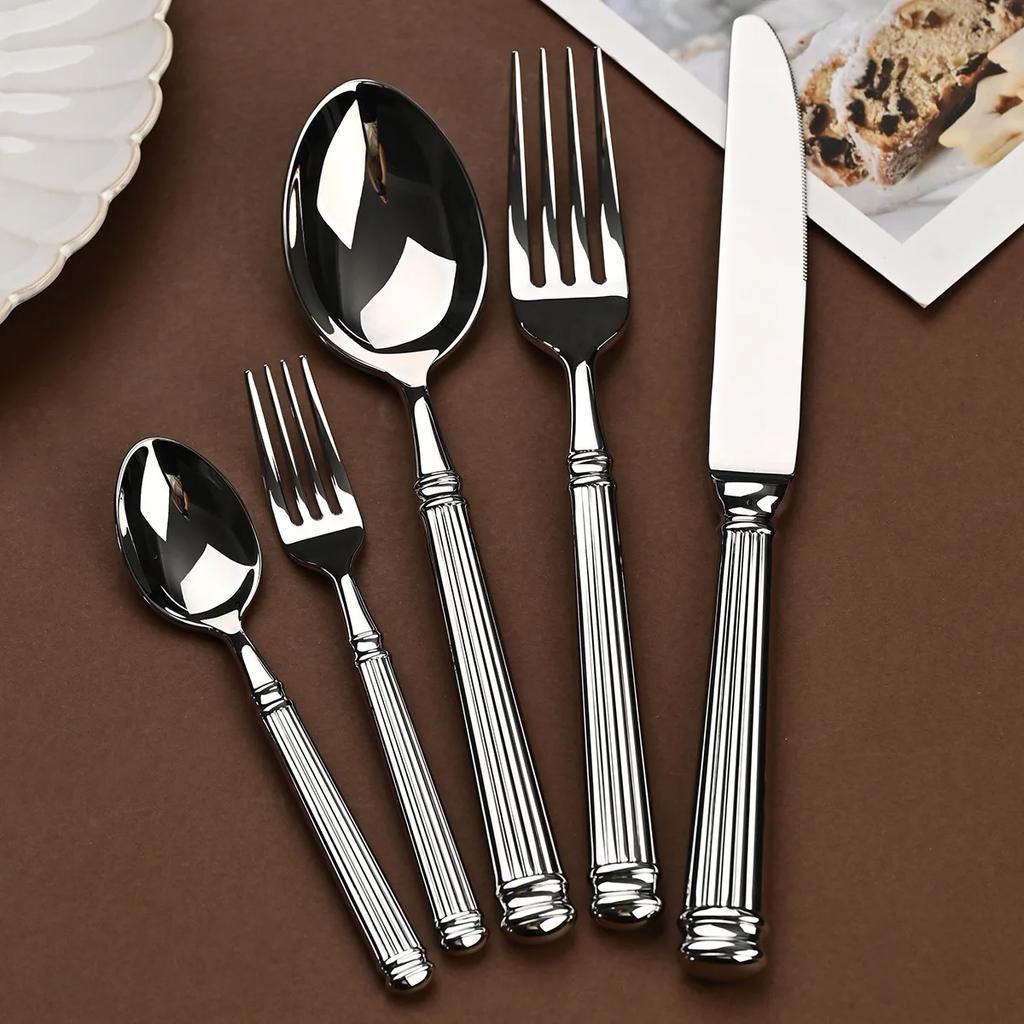 304 Stainless Steel Tableware Knives Forks and Spoons High Appearance Level Western Tableware In High-end Restaurant Steakhouse