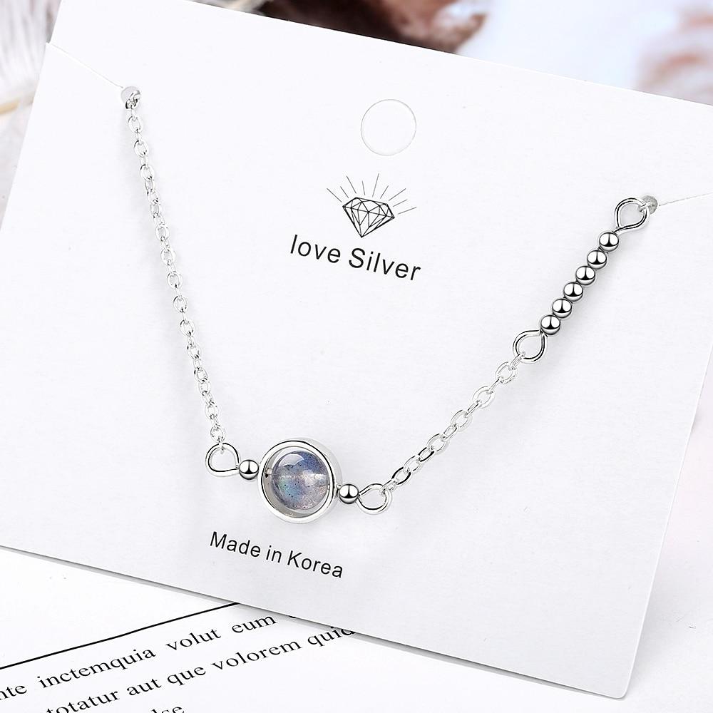 Браслет ручной работы из лунного камня, круглый шарм с натуральным кристаллом, бусины из стерлингового серебра 925 пробы, персонализированные браслеты для женщин